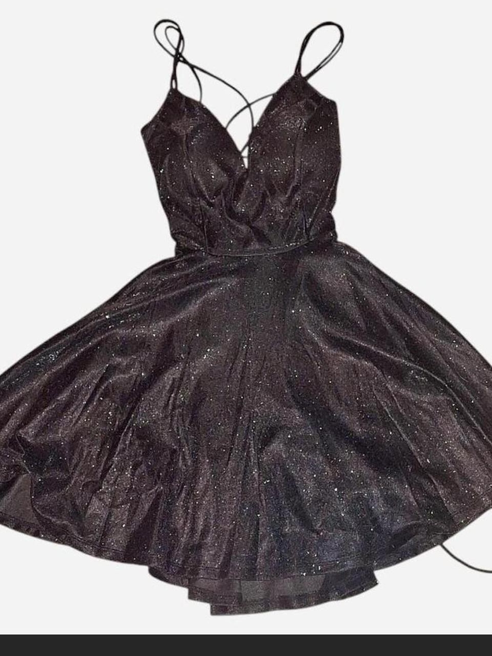 Windsor Black Glitter Fit-and-Flare Spaghetti Strap Dress